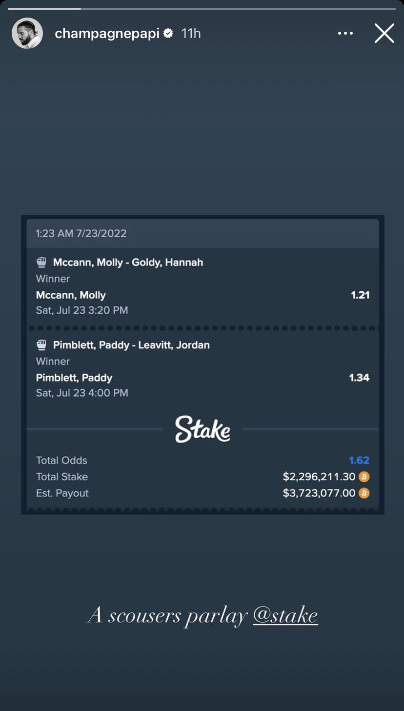 Drake UFC stake bet